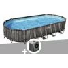 Kit Piscine Tubulaire Ovale Bestway Power Steel Décor Bois 7,32 X 3,66 X 1,22 M + Pompe à Chaleur -Piscine Soldes Boutique 55406520 1