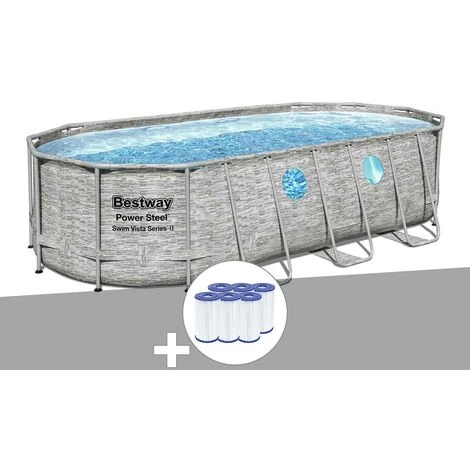 Kit Piscine Tubulaire Ovale Bestway Power Steel SwimVista Avec Hublots 5,49 X 2,74 X 1,22 M + 6 Cartouches De Filtration 3 Kit Piscine Tubulaire Ovale Bestway Power Steel SwimVista Avec Hublots 5,49 X 2,74 X 1,22 M + 6 Cartouches De Filtration