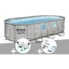 Kit Piscine Tubulaire Ovale Bestway Power Steel SwimVista Avec Hublots 5,49 X 2,74 X 1,22 M + Kit De Traitement Au Chlore + Kit D'entretien Deluxe -Piscine Soldes Boutique 55406542 1