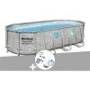Kit Piscine Tubulaire Ovale Bestway Power Steel SwimVista Avec Hublots 5,49 X 2,74 X 1,22 M + Kit D'entretien Deluxe