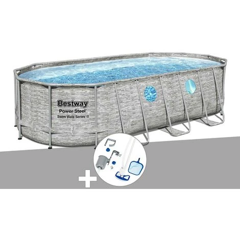 Kit Piscine Tubulaire Ovale Bestway Power Steel SwimVista Avec Hublots 5,49 X 2,74 X 1,22 M + Kit D'entretien Deluxe 3 Kit Piscine Tubulaire Ovale Bestway Power Steel SwimVista Avec Hublots 5,49 X 2,74 X 1,22 M + Kit D'entretien Deluxe