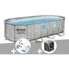 Kit Piscine Tubulaire Ovale Bestway Power Steel SwimVista Avec Hublots 5,49 X 2,74 X 1,22 M + Kit D'entretien Deluxe + Pompe à Chaleur