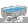 Kit Piscine Tubulaire Ovale Bestway Power Steel SwimVista Avec Hublots 4,88 X 3,05 X 1,07 M + 10 Kg De Zéolite + Kit D'entretien Deluxe