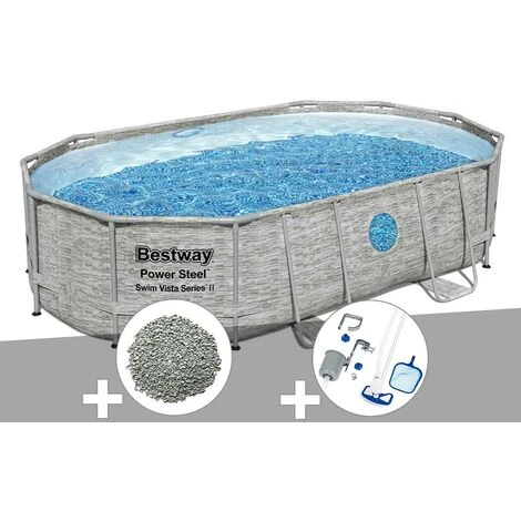Kit Piscine Tubulaire Ovale Bestway Power Steel SwimVista Avec Hublots 4,88 X 3,05 X 1,07 M + 10 Kg De Zéolite + Kit D'entretien Deluxe 3 Kit Piscine Tubulaire Ovale Bestway Power Steel SwimVista Avec Hublots 4,88 X 3,05 X 1,07 M + 10 Kg De Zéolite + Kit D'entretien Deluxe