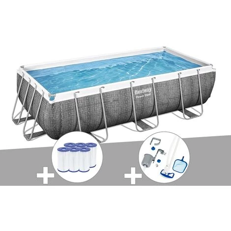 Kit Piscine Tubulaire Rectangulaire Bestway Power Steel 4,04 X 2,01 X 1,00 M + 6 Cartouches De Filtration + Kit D'entretien Deluxe 3 Kit Piscine Tubulaire Rectangulaire Bestway Power Steel 4,04 X 2,01 X 1,00 M + 6 Cartouches De Filtration + Kit D'entretien Deluxe