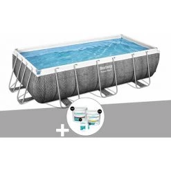 Kit Piscine Tubulaire Rectangulaire Bestway Power Steel 4,04 X 2,01 X 1,00 M + Kit De Traitement Au Chlore