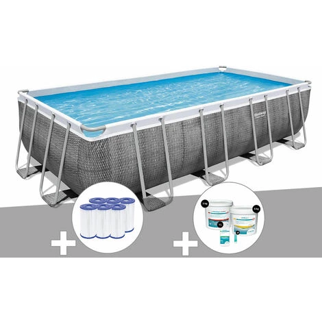 Kit Piscine Tubulaire Rectangulaire Bestway Power Steel 5,49 X 2,74 X 1,22 M + 6 Cartouches De Filtration + Kit De Traitement Au Chlore 3 Kit Piscine Tubulaire Rectangulaire Bestway Power Steel 5,49 X 2,74 X 1,22 M + 6 Cartouches De Filtration + Kit De Traitement Au Chlore