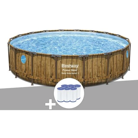 Kit Piscine Tubulaire Ronde Bestway Power Steel Avec Hublots 5,49 X 1,22 M + 6 Cartouches De Filtration 3 Kit Piscine Tubulaire Ronde Bestway Power Steel Avec Hublots 5,49 X 1,22 M + 6 Cartouches De Filtration
