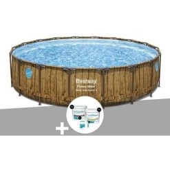 Kit Piscine Tubulaire Ronde Bestway Power Steel Avec Hublots 5,49 X 1,22 M + Kit De Traitement Au Chlore