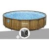 Kit Piscine Tubulaire Ronde Bestway Power Steel Avec Hublots 5,49 X 1,22 M + Pompe à Chaleur
