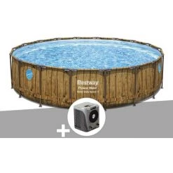Kit Piscine Tubulaire Ronde Bestway Power Steel Avec Hublots 5,49 X 1,22 M + Pompe à Chaleur