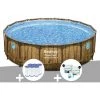 Kit Piscine Tubulaire Ronde Bestway Power Steel Avec Hublots 4,88 X 1,22 M + 6 Cartouches De Filtration + Kit De Traitement Au Chlore