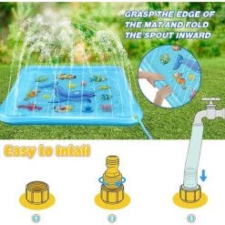 BENOBBY KIDS Splash Pad Pour Les Tout-petits, Tapis Enfant De Jet D'eau,arroseur D'extérieur Pour Enfants, 67" Jouets Aquatiques D'été, Pataugeoire Gonflable, Piscine Pour Bébé, Cadeaux Amusants Pour 3 4 5 6 7 8 9 Ans, Garçon, Fille, Jardin, Pelouse, Jeux De Plein Air -Piscine Soldes Boutique 55513060 4