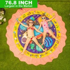 BENOBBY KIDS 76,8" Splash Pad Arroseur Pour Enfants Et Pataugeoire "Espace Et A-Z" - Jouets Aquatiques D'extérieur Pour Bébé De 1 à 12 Ans Et Grands Enfants, Orange, Une Pièce -Piscine Soldes Boutique 55513359 4