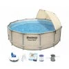 Pack BESTWAY Piscine Tubulaire Ronde - Steel Pro - 396 X 107 Cm - Avec Auvent - Robot Aspirateur Autonome Frisbee - Kit De Traitement De L'eau - Beige -Piscine Soldes Boutique 55525070 1