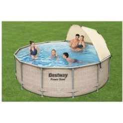Pack BESTWAY Piscine Tubulaire Ronde - Steel Pro - 396 X 107 Cm - Avec Auvent - Robot Aspirateur Autonome Frisbee - Kit De Traitement De L'eau - Beige -Piscine Soldes Boutique 55525070 3