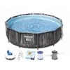 Pack BESTWAY Piscine Tubulaire Ronde - Steel Pro Max - 366 X 100 Cm - Motif Bois - Robot Aspirateur Autonome Frisbee - Kit De Traitement De L'eau - Bois -Piscine Soldes Boutique 55525071 1
