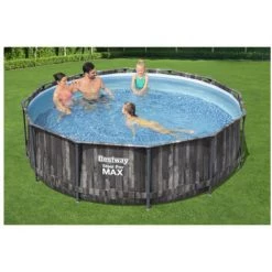 Pack BESTWAY Piscine Tubulaire Ronde - Steel Pro Max - 366 X 100 Cm - Motif Bois - Robot Aspirateur Autonome Frisbee - Kit De Traitement De L'eau - Bois -Piscine Soldes Boutique 55525071 2