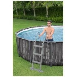 Pack BESTWAY Piscine Tubulaire Ronde - Steel Pro Max - 366 X 100 Cm - Motif Bois - Robot Aspirateur Autonome Frisbee - Kit De Traitement De L'eau - Bois -Piscine Soldes Boutique 55525071 3