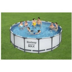 Pack BESTWAY Piscine Tubulaire Ronde - Steel Pro Max - 457 X 122 Cm - Robot Aspirateur Autonome Frisbee - Kit De Traitement De L'eau - Gris -Piscine Soldes Boutique 55525072 2