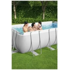 Pack BESTWAY Piscine Tubulaire Rectangulaire - Power Steel - 404 X 201 X 100 Cm - Robot Aspirateur Autonome Frisbee - Kit De Traitement De L'eau - Blanc -Piscine Soldes Boutique 55525078 3
