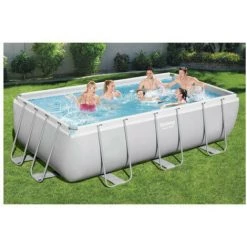 Pack BESTWAY Piscine Tubulaire Rectangulaire - Power Steel - 404 X 201 X 100 Cm - Robot Aspirateur Autonome Frisbee - Kit De Traitement De L'eau - Blanc -Piscine Soldes Boutique 55525078 4