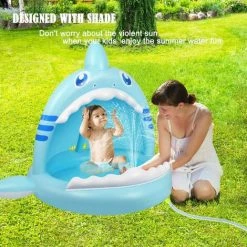Fei Yu Piscine Pour Bébé, Pataugeoire Gonflable Requin Pour Jeunes Enfants Avec Jet D'eau Et Auvent, Aire De Jeux Pour Intérieur Extérieur Tente Piscine Pliable Bebe -Piscine Soldes Boutique 55599901 4
