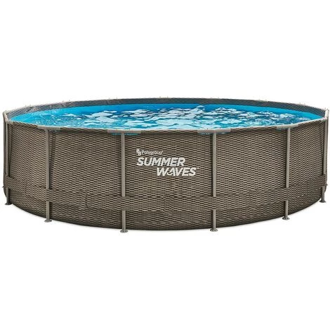 SUMMERWAVES Piscine Tubulaire Ronde Active Frame Pool Effet Rotin 4,57 X 1,06 M - Summer Waves - Marron 3 SUMMERWAVES Piscine Tubulaire Ronde Active Frame Pool Effet Rotin 4,57 X 1,06 M - Summer Waves - Marron