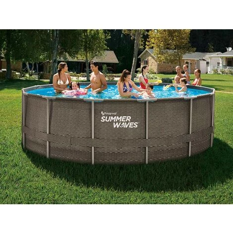 Piscine Tubulaire Ronde Active Frame Pool Effet Rotin 4,88 X 1,22 M - Summer Waves - Marron 4 Piscine Tubulaire Ronde Active Frame Pool Effet Rotin 4,88 X 1,22 M - Summer Waves - Marron – Image 2
