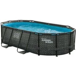 SUMMERWAVES Piscine Tubulaire Ovale Active Frame Pool Effet Chevron 4,24 X 2,50 X 1,00 M - Summer Waves - Noir