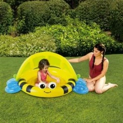 HELIOTRADE Piscine Pataugeoire Pour Bébé Gonflable Avec Pare Soleil Intégré -Piscine Soldes Boutique 55888858 3