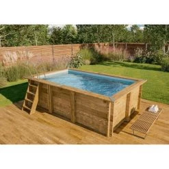 POOLCREW Piscine De Jardin Maui - Enterrable Marron Imprégné Sous Pression 427 X 277 Cm - Marron