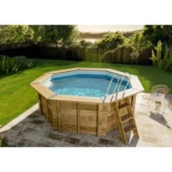POOLCREW Piscine De Jardin Lanzarougee - Enterrable Marron Imprégné Sous Pression 428 X Cm - Marron