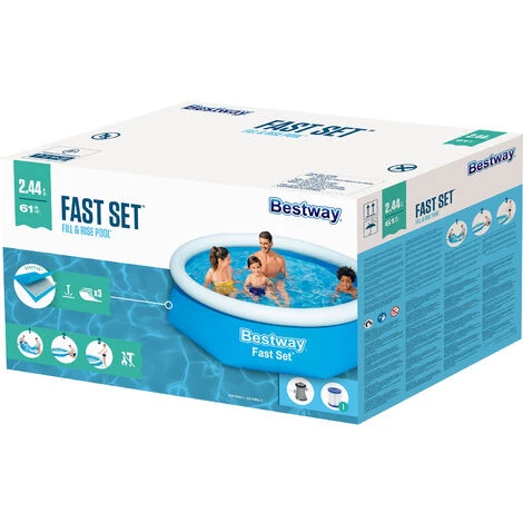 Bestway Fast Set Piscine Avec Pompe à Filtre 244 X 61cm - Blauw 4 Bestway Fast Set Piscine Avec Pompe à Filtre 244 X 61cm - Blauw – Image 2