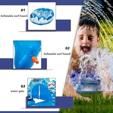 BENOBBY KIDS Toboggan Aquatique De 16,4 Pi X 37,4 Po Avec Planches Corporelles, Jouet D'été Pour Jardin Et Extérieur Bleu, 1 Pièce 4 BENOBBY KIDS Toboggan Aquatique De 16,4 Pi X 37,4 Po Avec Planches Corporelles, Jouet D'été Pour Jardin Et Extérieur Bleu, 1 Pièce – Image 2