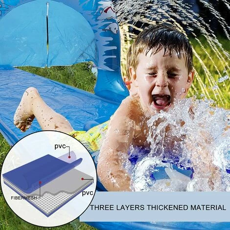 BENOBBY KIDS Toboggan Aquatique De 16,4 Pi X 37,4 Po Avec Planches Corporelles, Jouet D'été Pour Jardin Et Extérieur Bleu, 1 Pièce 5 BENOBBY KIDS Toboggan Aquatique De 16,4 Pi X 37,4 Po Avec Planches Corporelles, Jouet D'été Pour Jardin Et Extérieur Bleu, 1 Pièce – Image 3