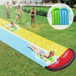 BENOBBY KIDS Toboggans Aquatiques Pour Enfants - Toboggans Gonflables De 16 Pieds Pour Enfants Et Adultes, Jouet D'été Pour Jouets D'arrière-cour Et Jouets Aquatiques, Jaune + Bleu [planche à Roulettes Non Incluse] 1pc