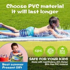 BENOBBY KIDS Toboggans Aquatiques Pour Enfants - Toboggans Gonflables De 16 Pieds Pour Enfants Et Adultes, Jouet D'été Pour Jouets D'arrière-cour Et Jouets Aquatiques, Jaune + Bleu [planche à Roulettes Non Incluse] 1pc -Piscine Soldes Boutique 56070389 3