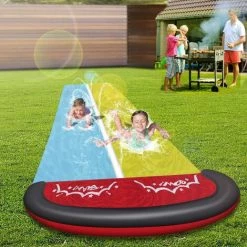BENOBBY KIDS Toboggans Aquatiques Pour Enfants - Toboggans Gonflables De 16 Pieds Pour Enfants Et Adultes, Jouet D'été Pour Jouets D'arrière-cour Et Jouets Aquatiques, Jaune + Bleu [planche à Roulettes Non Incluse] 1pc -Piscine Soldes Boutique 56070389 5