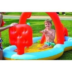BENOBBY KIDS Centre De Jeu Gonflable Pour Enfants à Partir De 2 Ans, 88'' X 48'' X 41'' Kids Toddler Kiddie Pool Avec Toboggan, Arroseur, Jeux De Lancer D'anneaux Pour Jardin, Jardin, Parc Aquatique, 1pc -Piscine Soldes Boutique 56070876 3