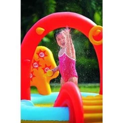 BENOBBY KIDS Centre De Jeu Gonflable Pour Enfants à Partir De 2 Ans, 88'' X 48'' X 41'' Kids Toddler Kiddie Pool Avec Toboggan, Arroseur, Jeux De Lancer D'anneaux Pour Jardin, Jardin, Parc Aquatique, 1pc -Piscine Soldes Boutique 56070876 5