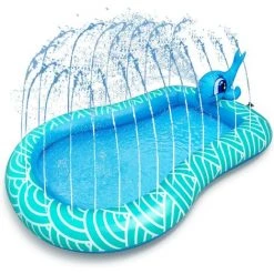 BENOBBY KIDS Splash Pad Arroseur Gonflable Piscine Pour Enfants Adultes Enfants Bébé Et Tout-Petits Jouets D'eau En Plein Air Cadeaux Pour Garçons Et Filles De 2 à 13 Ans, Bleu, 1 Paquet