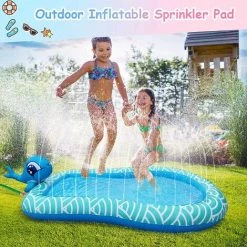 BENOBBY KIDS Splash Pad Arroseur Gonflable Piscine Pour Enfants Adultes Enfants Bébé Et Tout-Petits Jouets D'eau En Plein Air Cadeaux Pour Garçons Et Filles De 2 à 13 Ans, Bleu, 1 Paquet -Piscine Soldes Boutique 56071498 3