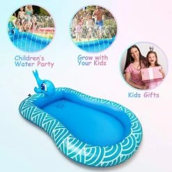 BENOBBY KIDS Splash Pad Arroseur Gonflable Piscine Pour Enfants Adultes Enfants Bébé Et Tout-Petits Jouets D'eau En Plein Air Cadeaux Pour Garçons Et Filles De 2 à 13 Ans, Bleu, 1 Paquet -Piscine Soldes Boutique 56071498 5