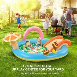 BENOBBY KIDS Centre De Jeu Gonflable, Piscine Pour Enfants De 98 '' X 67 '' X 32 '' Avec Toboggan Pour Jardin, Parc Aquatique D'arrière-cour, 1pc -Piscine Soldes Boutique 56071499 5