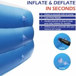 NUZANTO Piscine Gonflable 120" X 72" X 22" - Epaisseur Paroi 0.3mm Bleu -Piscine Soldes Boutique 56284456 4