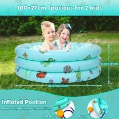 DECKON Piscine Gonflable 3 Anneaux, Pataugeoire Gonflable Ronde Baignoire Gonflable Piscine Pour Enfants Intérieur Et Exterieur Rose100 Cm * 33 Cm -Piscine Soldes Boutique 56382768 2