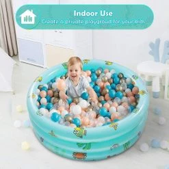 DECKON Piscine Gonflable 3 Anneaux, Pataugeoire Gonflable Ronde Baignoire Gonflable Piscine Pour Enfants Intérieur Et Exterieur Rose100 Cm * 33 Cm -Piscine Soldes Boutique 56382768 3