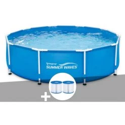SUMMERWAVES Piscine Tubulaire Summer Waves Active Frame Pool Ronde 4,57 X 0,84 M + 6 Cartouches De Filtration