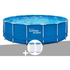SUMMERWAVES Kit Piscine Tubulaire Summer Waves Active Frame Pool Ronde 4,57 X 1,22 M + 6 Cartouches De Filtration